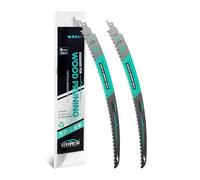 LEKOMESH Lot de 2 lames de scie sabre avec dents japonaises 380 mm - Bord arqué - Pour bois 380 mm - 6 TPI - Pour tailler les arbres, couper le bois