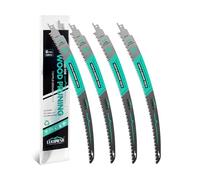 LEKOMESH Lot de 4 lames de scie sabre avec dents japonaises 380 mm - Bord arqué - Pour bois 380 mm - 6 TPI - Pour tailler les arbres, couper le bois