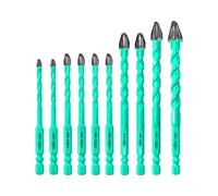 LEKOMESH Set de Foret Sec - 10 Pièces 5MM*2,6MM*4,8MM*2,10MM,12MM Trepans Bois Dentelé Nouveau foret excentrique avec un porte-foret pour bois plastique maçonnerie céramique béton marbre brique