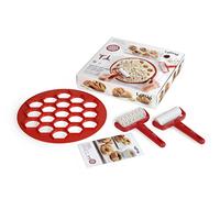 Lékué Kit de pâtisserie Petits fours 19 pièces avec découpoirs et roulettes Rouge