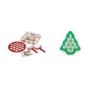 Lékué - Kit Petits Fours, Plastique, Rouge, 30 x 30 x 1,5 cm & 0200180V13M018 Cookie Christmas Tree, Plastique, Vert, 23,5 x 1,5 x 27 cm