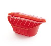 Lékué Maxi cuiseur à vapeur micro-ondes 3-4p, silicone platine, rouge