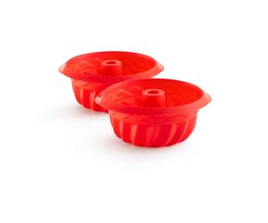 Lékué Mini moules à savarin en silicone Lékué lot de 2 Rouge