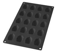 Lékué Moule pâtisserie Mini Madeleines 20 cavités, silicone platine noir