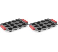 Lékué Moule Mini Muffins Pâtisserie Métal anti-adhésif 12 cavités (Lot de 2)