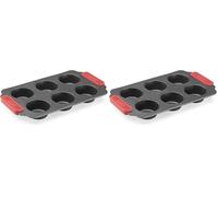 Lékué Moule Muffins Pâtisserie Métal anti-adhésif 6 cavités (Lot de 2)