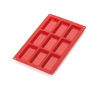 Lékué Moule pâtisserie Financier 9 cavités, silicone platine rouge