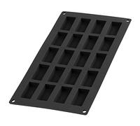 Lékué Moule pâtisserie Mini Financier 20 cavités, silicone platine noir