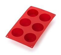 Lékué Moule pâtisserie Muffins 6 cavités, silicone platine rouge