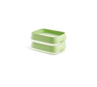 Lékué - Plateau scellé réutilisable, lot de 2 plateaux réutilisables pour la conservation des aliments, vert, 22x15x6 cm