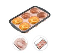 LeKuni Moule Muffin Silicone, Mini Moule Gateau avec Cadre Renforcé en Métal, Plat Four à Pâtisserie 6 Cups pour Cupcake, Madeleine, Cake, Tefal, Facile à Démouler, Antiadhésif, Sans BPA