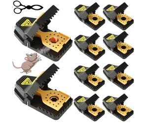 LeKuni Tapetteà Souris, Piège à Rat Efficace Rapide, Piège Souris en Plastique réutilisables, Tiege a Rat utilisables à l'intérieur et à l'extérieur, Mouse Trap Lot de 11 (2L+8S+1clip)