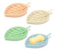 LELE LIFE Lot de 4 porte-savons pour douche, salle de bain élégant en forme de feuille double couche amovible
