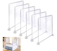 LELE LIFE Lot de 6 séparateurs d'étagère transparents pour organisation de placard, grands 30 x 30 cm, adhésif puissant pour vêtements, sac à main, pull, serviette