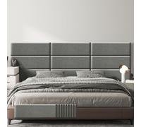 LELEFIDO Lot de 9 panneaux muraux rembourrés autocollants en lin - Tête de lit 3D insonorisée avec mousse - Pour chambre à coucher, salon, bureau - Gris - 90 x 30 cm