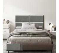 LELEFIDO Panneaux muraux rembourrés - Panneaux muraux autocollants en lin - Tête de lit 3D insonorisée avec mousse - Rembourrage mural pour chambre à coucher, salon, bureau - Gris (4, 60 x 30 cm)