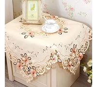 LeLehome Nappe carrée brodée de fleurs beiges de 83,8 cm, nappe vintage classique en dentelle florale pour décoration de la maison et de la cuisine