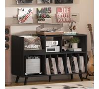 LELELINKY Grand Support de Tourne-Disque avec Rangement, Support en Vinyle avec Zone d'affichage, Table de Tourne-Disque pouvant contenir jusqu'à 450 Albums, Support de Disque pour Salle de Musique