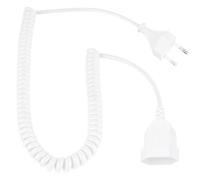 Leloco Rallonge en spirale - 3 m - Fiche européenne - Fiche plate - 2 fils - Câble d'alimentation - Pour TV, console de jeux, appareils ménagers, bureau, extérieur (blanc)