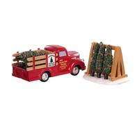 Lemax Tree Delivery 93423 Village de Noël pour Transport de sapins - Résine Peinte à la Main - Rouge - Sculpture de Table - Noël