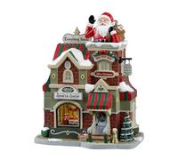 Lemax Village de Noël The Santa Shop 35039 LED à Piles - Bâtiment éclairé - Porcelaine - Rouge - Sculpture - Intérieur - Caddington Village