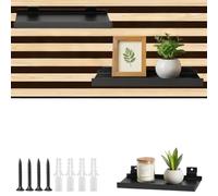 lemgyiamz Etagère pour Panneau Acoustique sans Perçage 25x11cm Lot de 2 | Petite Etagère Murale, Etagère Murale Noire pour Panneaux 1cm pour Chambre Bureau Cuisine pour Plantes, Photos, Bougies