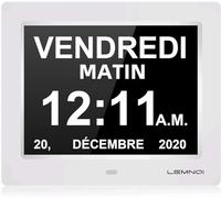 LEMNOI 8" Pouce LCD Horloge Numérique Calendrier N11 avec Date Jour Et Heure Horloge Non-Abrégée Auto Dimming 8 Langues HD Display Rappel pour Alzheimer Les Personnes âgées et Les Enfants