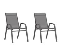 Lemon 2 Pcs chaises de balcon,VIDAXL, Chaises empilables de jardin lot de 2 Gris Tissu textilène CCL80330074