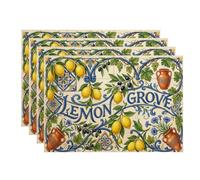 Lemon Grove Lot de 4 sets de table décoratifs vintage botaniques pour table à manger, été, intérieur, extérieur, cuisine, fête, antidérapant et lavable