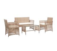 Lemon Salon bas de jardin 4 pcs - avec coussins - Résine tressée Beige - 80x45x40 cm 46436
