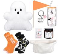 LemonRoad Lot de 9 paniers boo mignons avec paniers tissés en forme de fantôme en peluche, cadeau effrayant pour Halloween, épouse, petite amie, sœur, amie, adultes (classique)