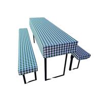 Lemos Home Lot de 3 Coussins pour Tente à bière Comprenant 1 Nappe et 2 Housses de Banc - Taille et Couleurs au Choix (110 x 60 cm, Vert à Carreaux)