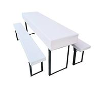 Lemos Home Lot de 3 Coussins pour Tente à bière Comprenant 1 Nappe et 2 Housses de Banc - Taille et Couleurs au Choix (220 x 70 cm, Blanc)