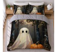 LEMRIXL Couette 1 Personne Enfant 90x190 cm Fantôme Beige a3758 | Couette Imprimée en 3D Mignonne, avec 2 Taies d'oreiller 65x65cm, pour Garçon Fille, Déco Chambre d'Enfant, 4 Saisons