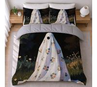 LEMRIXL Couette 1 Personne Enfant 90x190 cm Fantôme Gris a3632 | Couette Imprimée en 3D Mignonne, avec 2 Taies d'oreiller 65x65cm, pour Garçon Fille, Déco Chambre d'Enfant, 4 Saisons