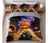 LEMRIXL Couette 1 Personne Enfant 90x190 cm Fantôme Halloween a3398 | Couette Imprimée en 3D Mignonne, avec 2 Taies d'oreiller 65x65cm, pour Garçon Fille, Déco Chambre d'Enfant, 4 Saisons