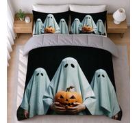 LEMRIXL Couette 1 Personne Enfant 90x190 cm Fantôme Halloween a3560 | Couette Imprimée en 3D Mignonne, avec 2 Taies d'oreiller 65x65cm, pour Garçon Fille, Déco Chambre d'Enfant, 4 Saisons