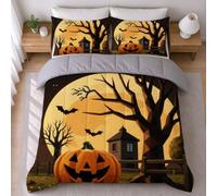 LEMRIXL Couette 1 Personne Enfant 90x190 cm Fantôme Halloween a3776 | Couette Imprimée en 3D Mignonne, avec 2 Taies d'oreiller 65x65cm, pour Garçon Fille, Déco Chambre d'Enfant, 4 Saisons