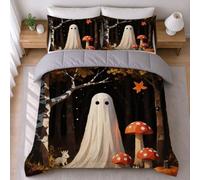 LEMRIXL Couette 1 Personne Enfant 90x190 cm Fantôme Halloween a3800 | Couette Imprimée en 3D Mignonne, avec 2 Taies d'oreiller 65x65cm, pour Garçon Fille, Déco Chambre d'Enfant, 4 Saisons