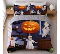 LEMRIXL Couette 1 Personne Enfant 90x190 cm Fantôme Multicolore a3386 | Couette Imprimée en 3D Mignonne, avec 2 Taies d'oreiller 65x65cm, pour Garçon Fille, Déco Chambre d'Enfant, 4 Saisons