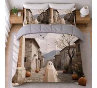 LEMRIXL Couette 1 Personne Enfant 90x190 cm Peinture Fantôme a3782 | Couette Imprimée en 3D Mignonne, avec 2 Taies d'oreiller 65x65cm, pour Garçon Fille, Déco Chambre d'Enfant, 4 Saisons