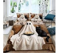 LEMRIXL Housse de Couette Simple Légère 90x190 cm Fantôme Gris A15662 | Parure de Couette en Microfibre Durable, Pour Enfants Garçons et Filles, 2 Taies d'Oreiller 65x65 cm, Fermeture à Glissière