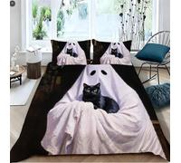 LEMRIXL Housse de Couette Simple Légère 90x190 cm Fantôme Halloween A15716 | Parure de Couette en Microfibre Durable, Pour Enfants Garçons et Filles, 2 Taies d'Oreiller 65x65 cm, Fermeture à Glissière