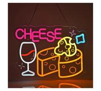 LEMST LED néon signe Enseigne Au Néon Fromage, Veilleuse À Intensité Variable Pour Bar, Club, Hôtel, Boutique, Cuisine, Décoration De Caverne D'homme 40cmx30cm