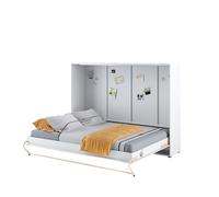 Lenart Concept Pro CP04 lit mural, 140 x 200 cm, lit pliant horizontal, armoire fonctionnelle, blanc mat