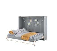 Lenart Concept Pro CP04 lit mural, 140 x 200 cm, lit pliant horizontal, armoire fonctionnelle, gris mat