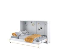 Lenart Concept Pro CP05 Lit mural, 120 x 200 cm, lit pliant horizontal, armoire avec lit pliant intégré, lit fonctionnel (blanc mat/blanc brillant)