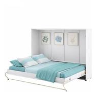 Lenart Lit escamotable Matelas Inclus Horizontal 140x200cm Blanc Brillant Lit Rabattable Consus Pro