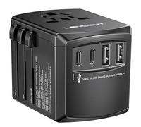 LENCENT 5 en 1 Adaptateur Universel de Voyage Prise Universelle TypeA/C/G/I | 2 USB-A,2 USB-C, Protection Multiple Design Compacte pour Voyager en Thaïlande, aux États-Unis, en Angleterre, en Australie