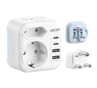 LENCENT 6 en 1 Adaptateur Prise Afrique du Sud, Prise de Voyage Type D et M | avec 2 USB-A et 2 USB-C, Adaptateur Voyage pour Namibie Afrique du Sud Inde Tanzanie, Zanzibar, Namibie, Népal